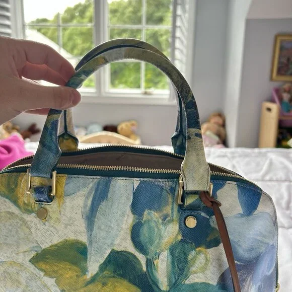 Brahmin Aspen Shoulder Bag Fuji Blue Yellow Flower Bag - Picture 6 of 16